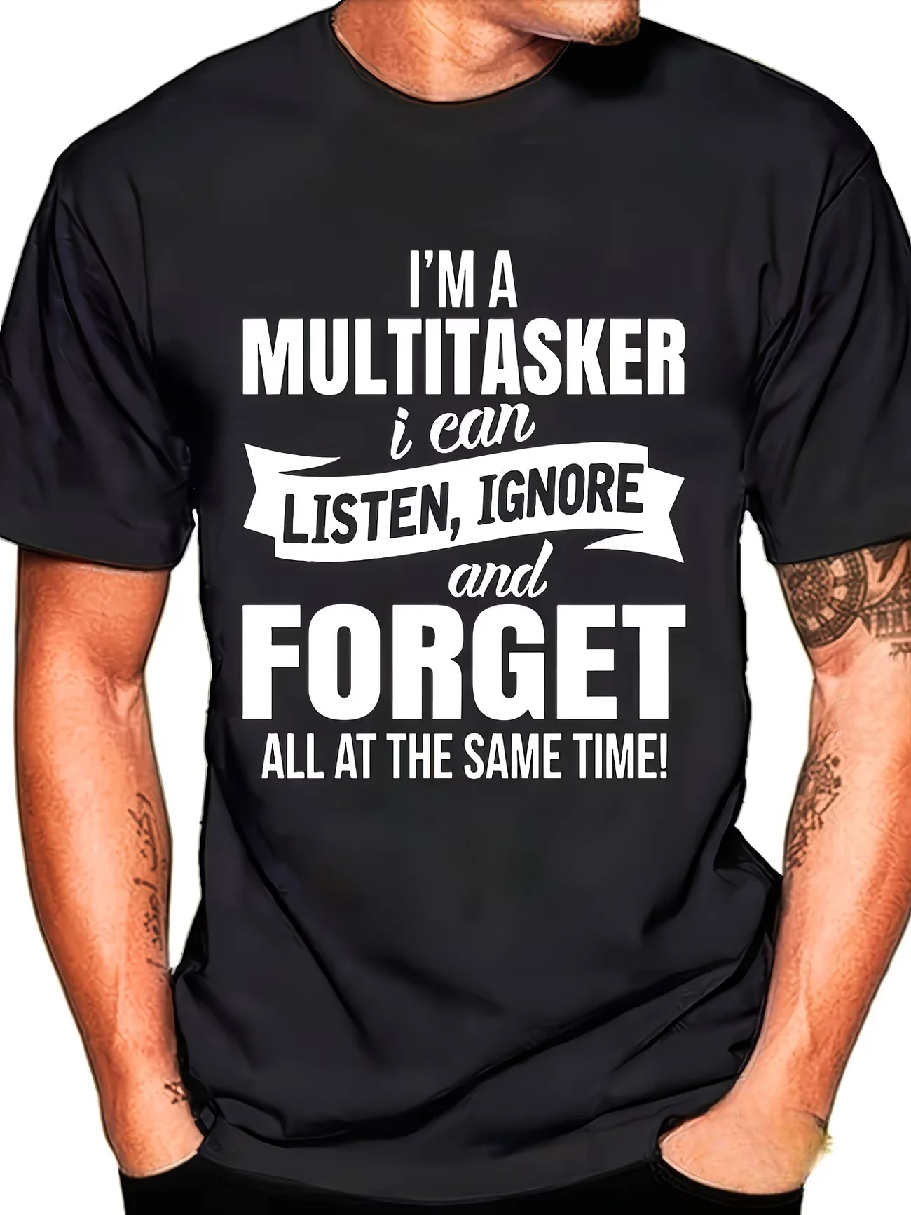 T Shir Men's Cotton Tee Women Summer Oversized Novelty I'm A Multitasker, I Can Listen, Ignore and Forget All At The Same Time