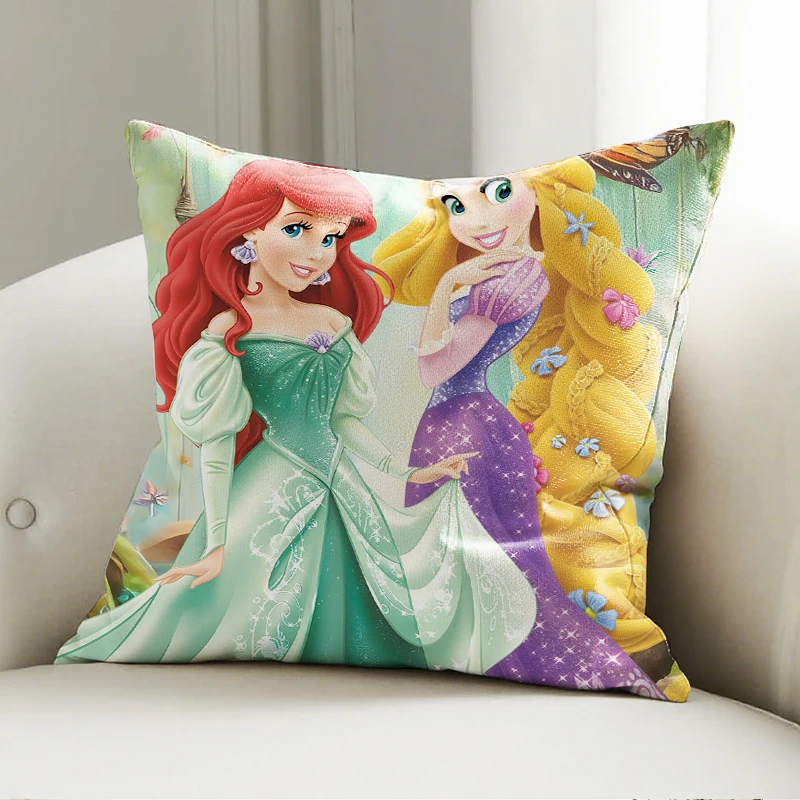 

Disney Ariel and Rapunzel Pillow Case Soft Cushion Cover for Sofa Bedroom Kids Room Disney Princess Throw Pillowcase