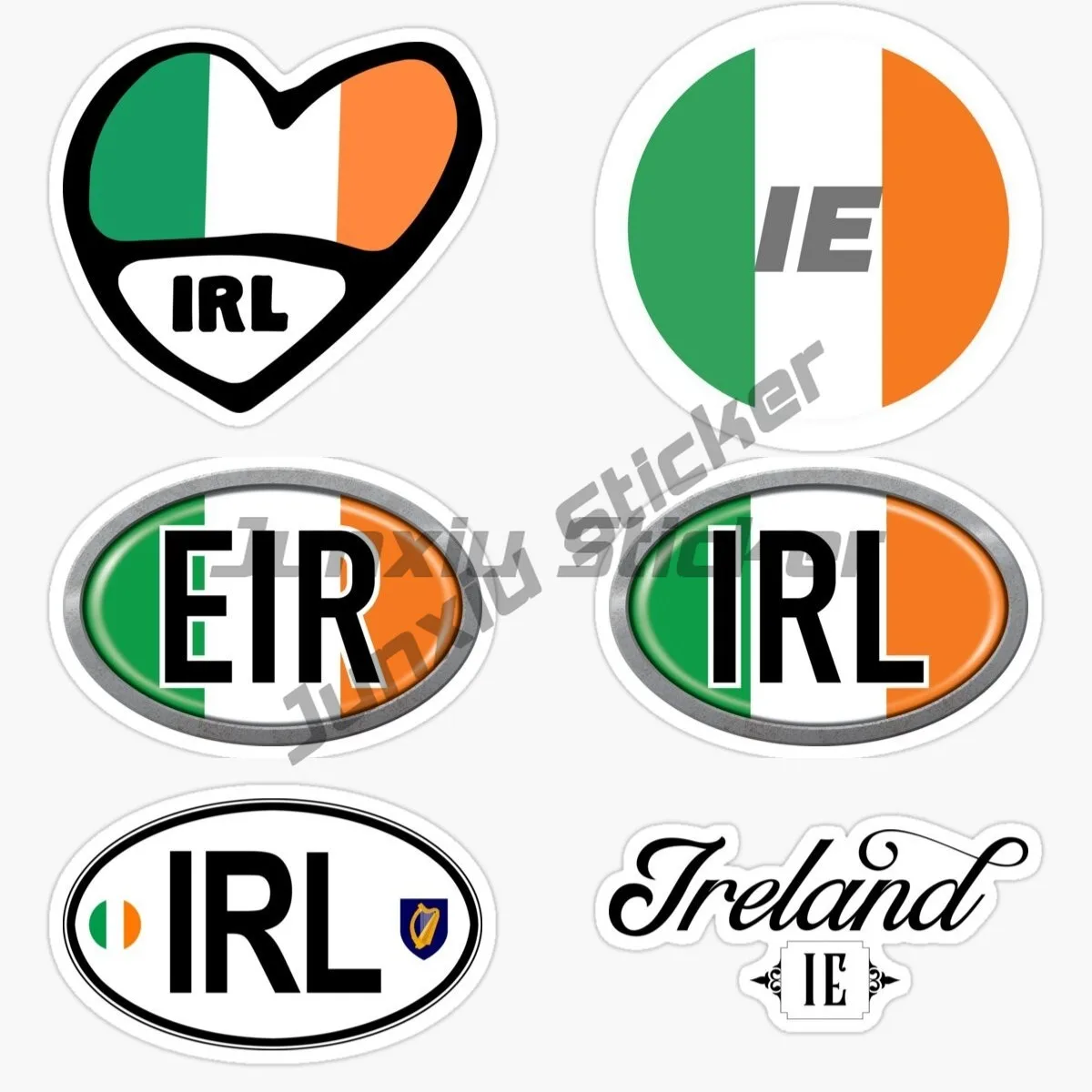 IRL Irish National Flag Code Letter Heart Flag Car Sticker Vinyl Waterproof and UV Resistant Decal