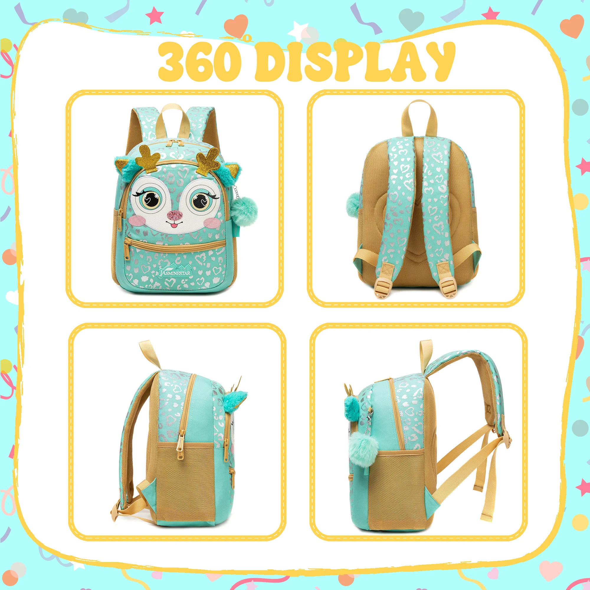 1 шт., милый 13-дюймовый рюкзак с изображением животных, детский сад, спорт на открытом воздухе, маленькая девочка с маленькой подвеской