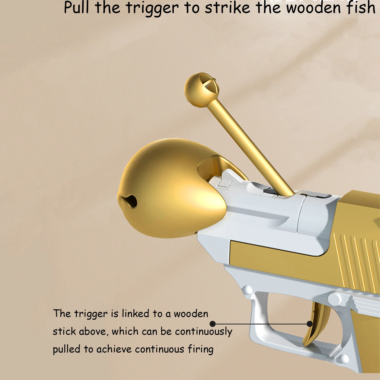 Wooden Fish Stress Relief Merit Gun Radish Gun Children\'s Personalized Toy Novelty Gift Party Atmosphere