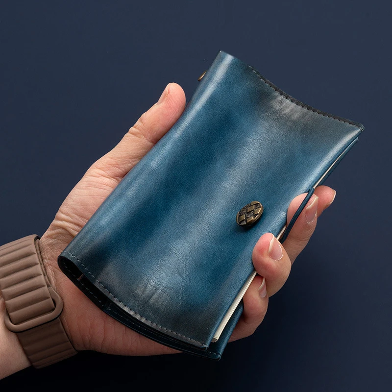 A7 Gradient Leather Loose-leaf Notebook Portable Pocket Diary Creative Strapped Mini Memo Pad