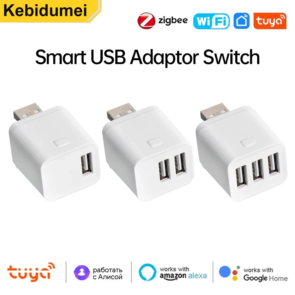 Tuya Smart WiFi/Zigbee Micro USB-адаптер-переключатель 5 В Mini 1 2 3 USB-адаптер питания Smart Life Control для Alex Google Smart Home
