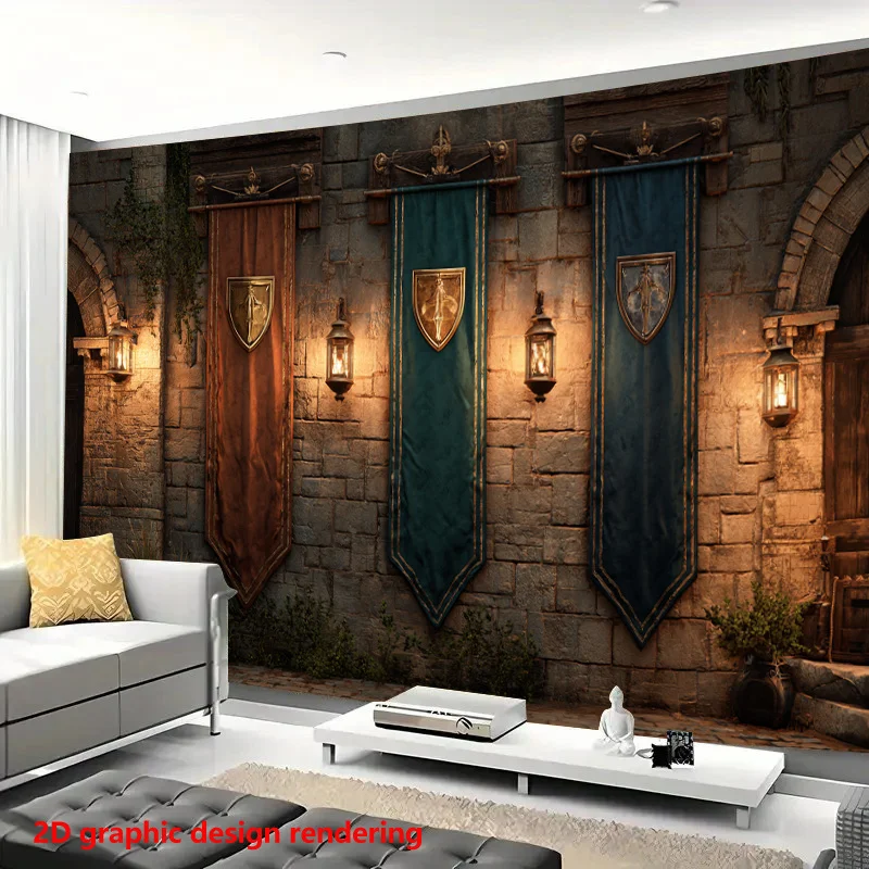 Vintage Medieval Castle Tapestry Wall Hanging Decor for Man Cave Gothic Style Room Backdrop