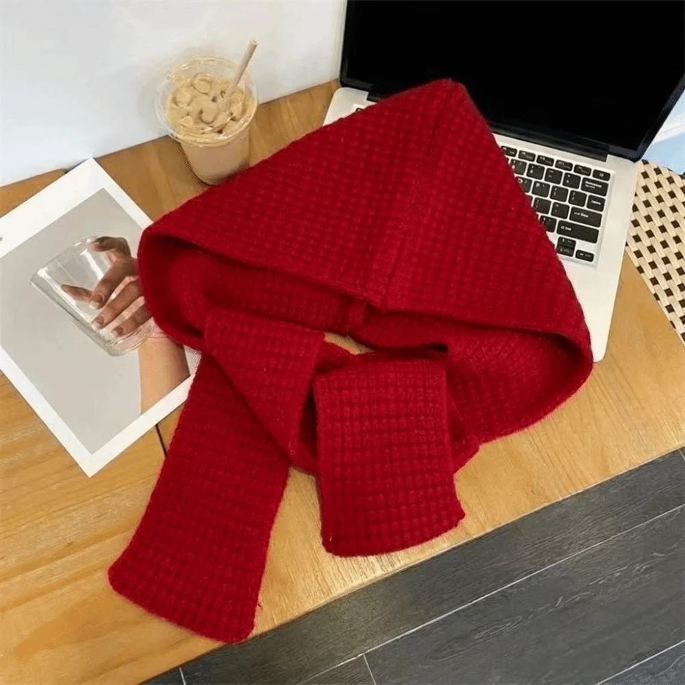 Acrylic Fibres Knitted Hooded Caps Soft Embossing Neck Collar Beanies Caps Korean Style Ear Protection Winter Neckerchief Hat