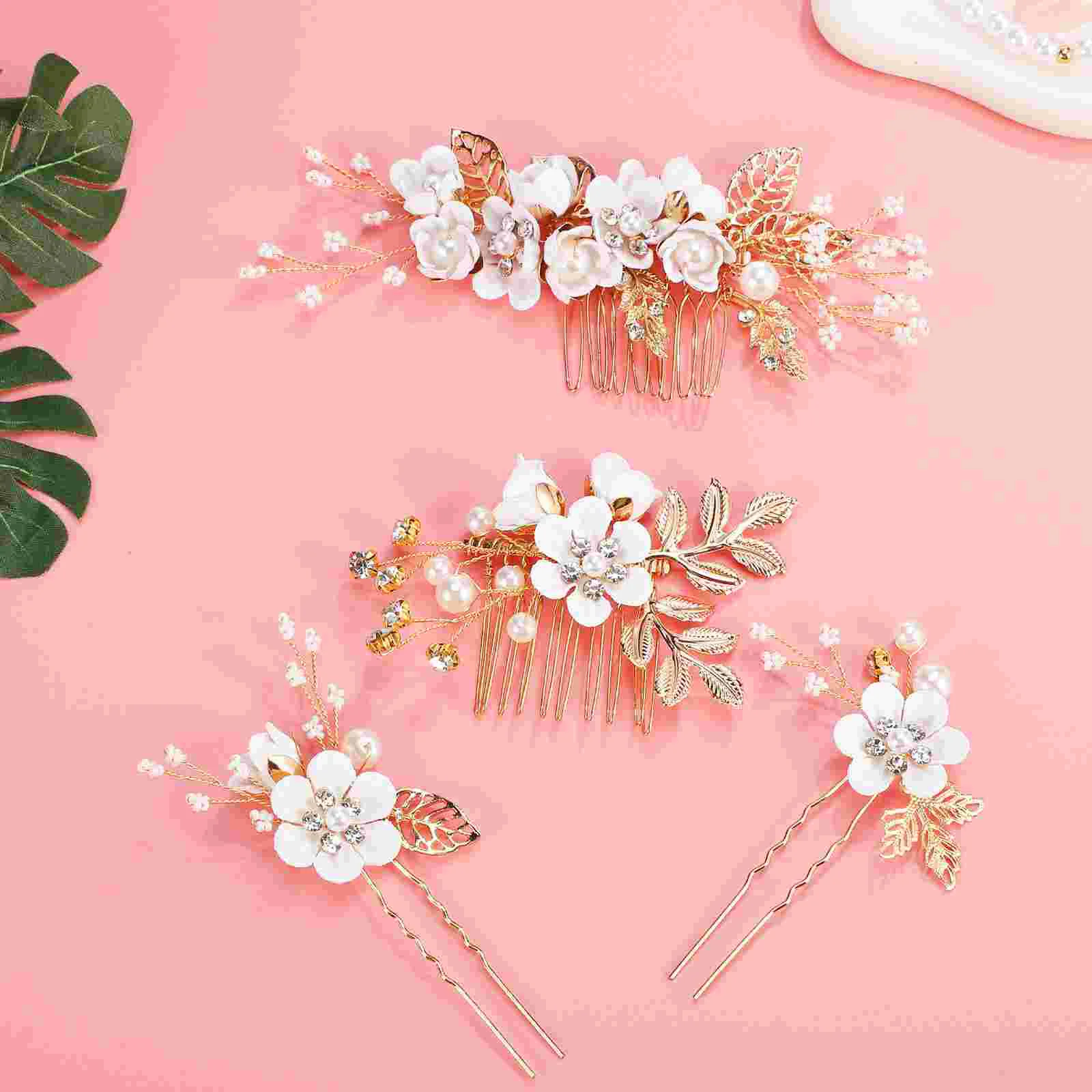 Flower Hair Accessories Comb Girl Combs For Holding Back Clip White Women Hairpins