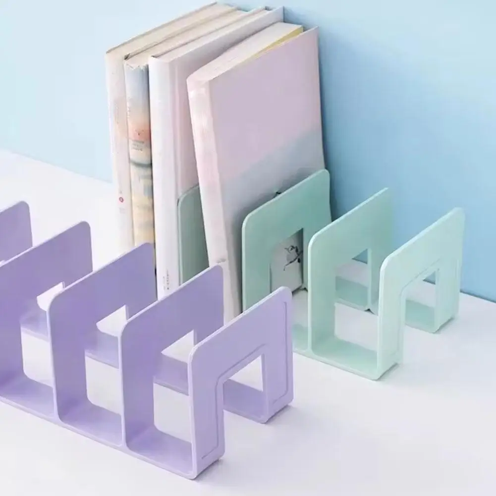 4-Grid Bookend File Organizer Multifunctional Desktop Storage Rack for Books Folders Stationery Office School Organization