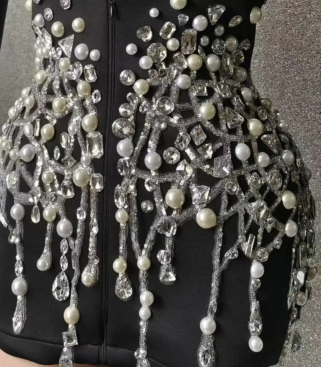 Chaqueta negra brillante con lentejuelas y diamantes de imitación para mujer, traje de baile de Jazz para cantante, Bar, club nocturno, actuación, fotografía