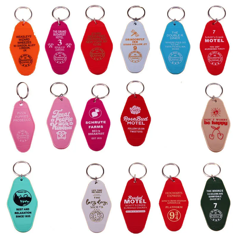 Various Motor Hotel Key Rings Plastic Cartoon Luggage Card Key Card Anime Roles Decorate Hotel Room Door Key Chain Gift