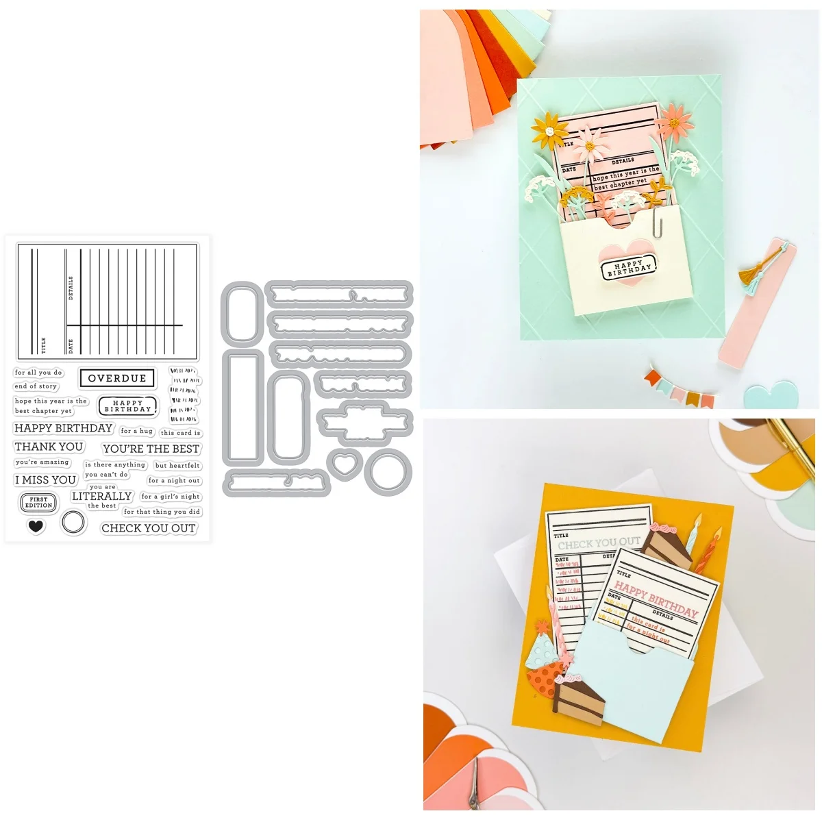August 2026 Library Card Little kit Metal Cutting Dies Clear Stamps Stencil for DIY Decorating Scrapbook Paper Card Embossing
