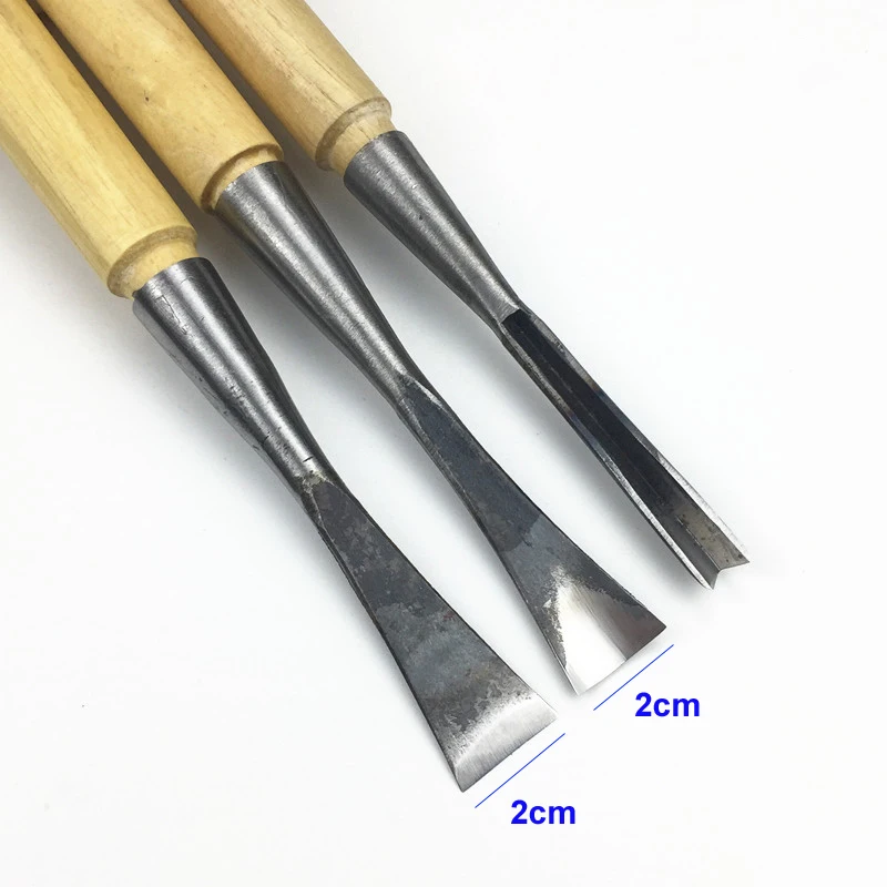 3-teiliges Holzschnitzmesser-Set, Hand-Schnitzmesser, flaches, rundes und dreieckiges Holzschnitzmesser, 1 cm, 2 cm, 3 cm – Detail 2