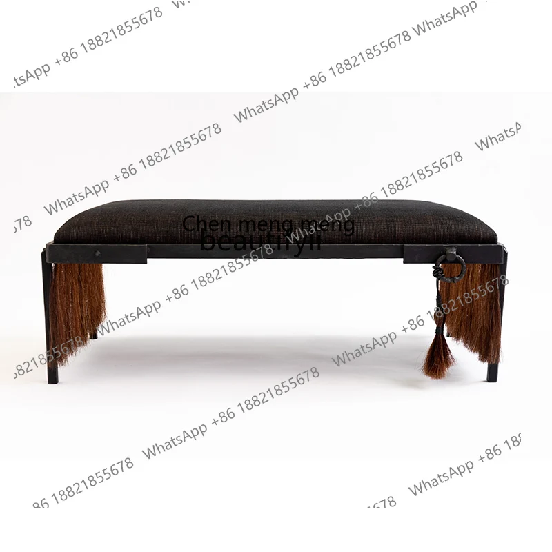 

Upscale Retro European-Style Fabric Bench Type Designer Bedroom Bed End Stool Living Room Quiet Wind Shoe Changing Stool