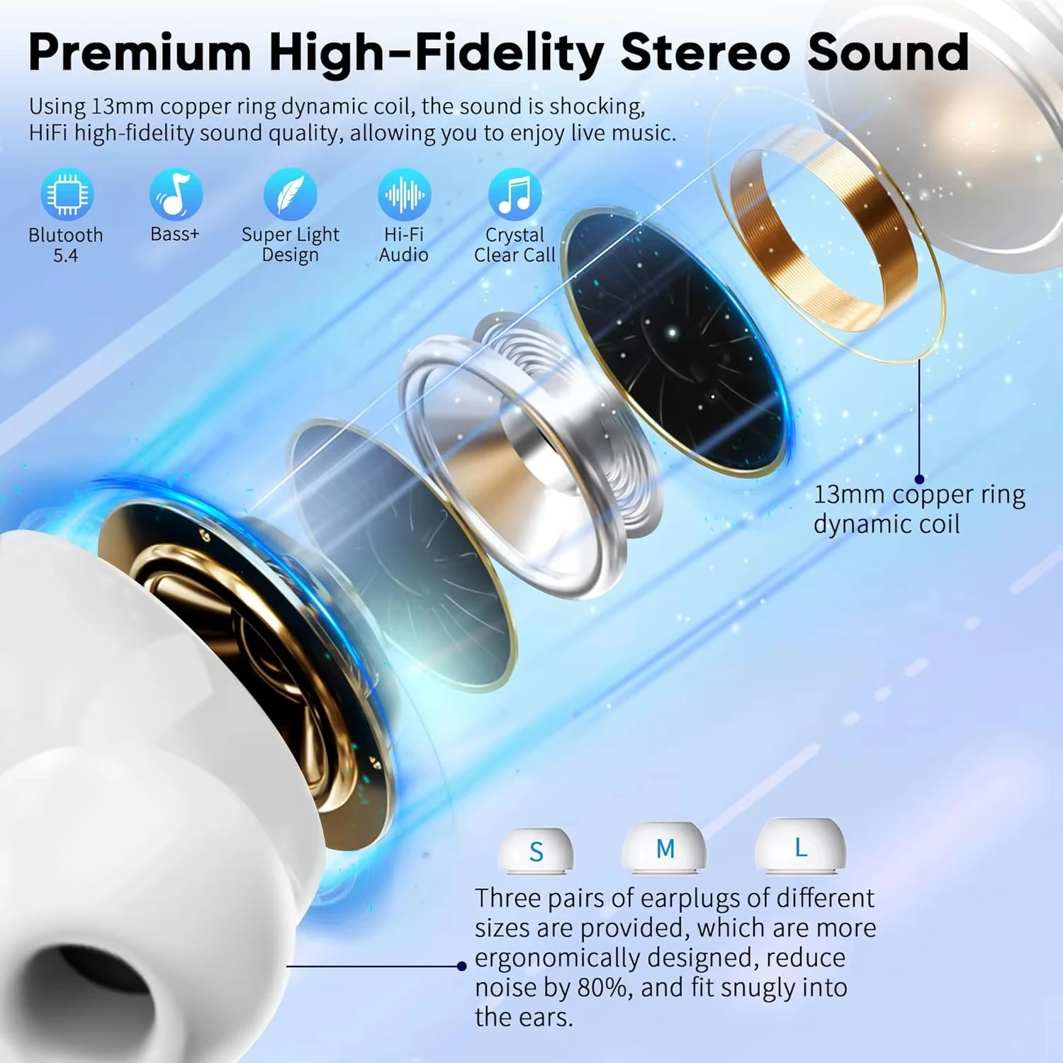 In Ear Earphones Wireless Earbuds Touch Control LCD Screen Earphone with ENC Noise Cancell Super Bass Premium Sound Long Battery image 5