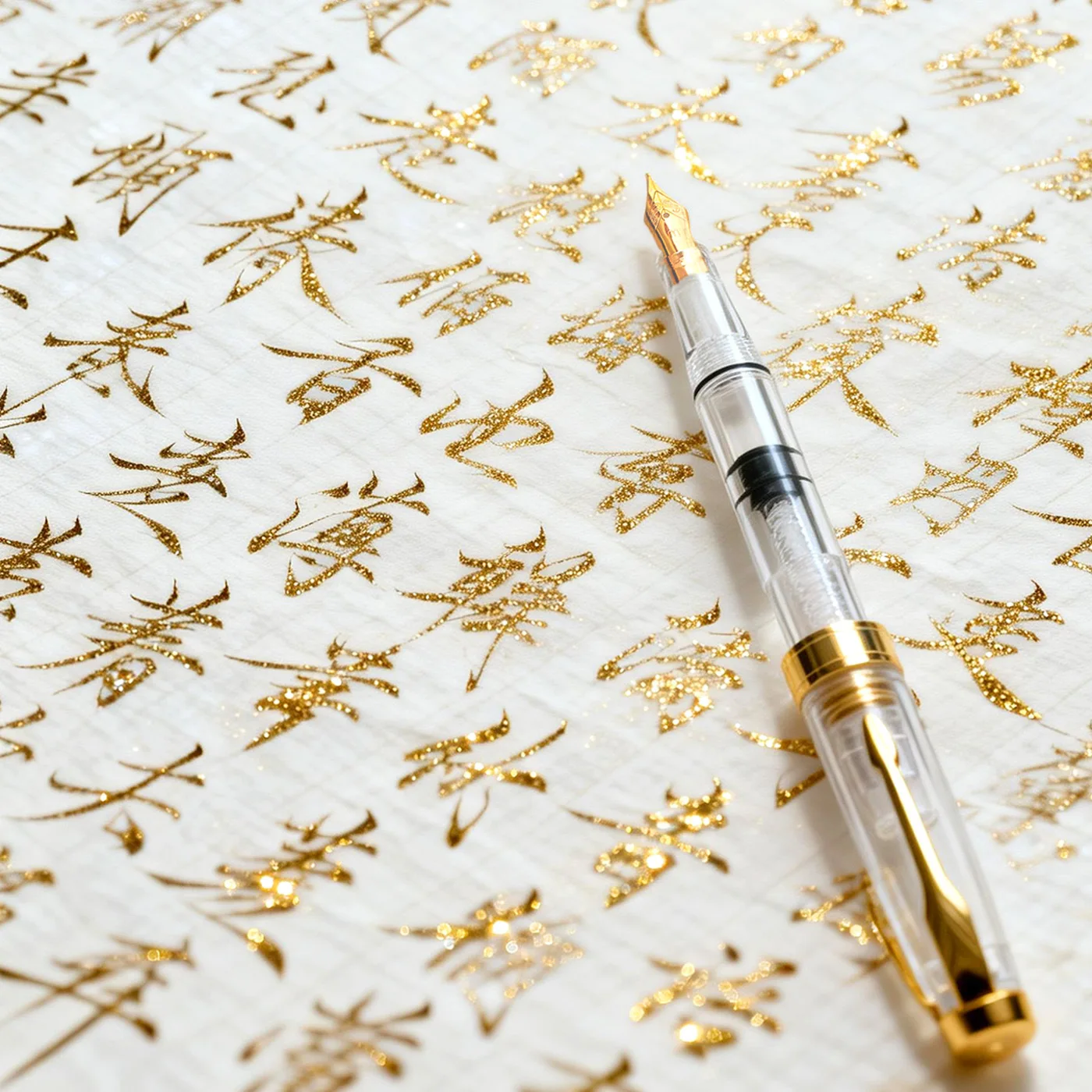 Gold Powder Ink Non-Blocking EF/F Nib Transparent Fountain Pen For Calligraphy Smooth Writing School Office Supplies Stationery