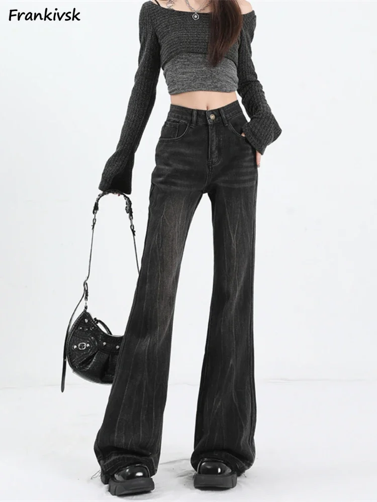 S-3XL Flare กางเกงยีนส์ผู้หญิง Slim ฤดูใบไม้ร่วง All-Match ขั้นสูงแฟชั่นสไตล์เกาหลี DENIM กางเกง High Street Harajuku Hotsweet Mopping