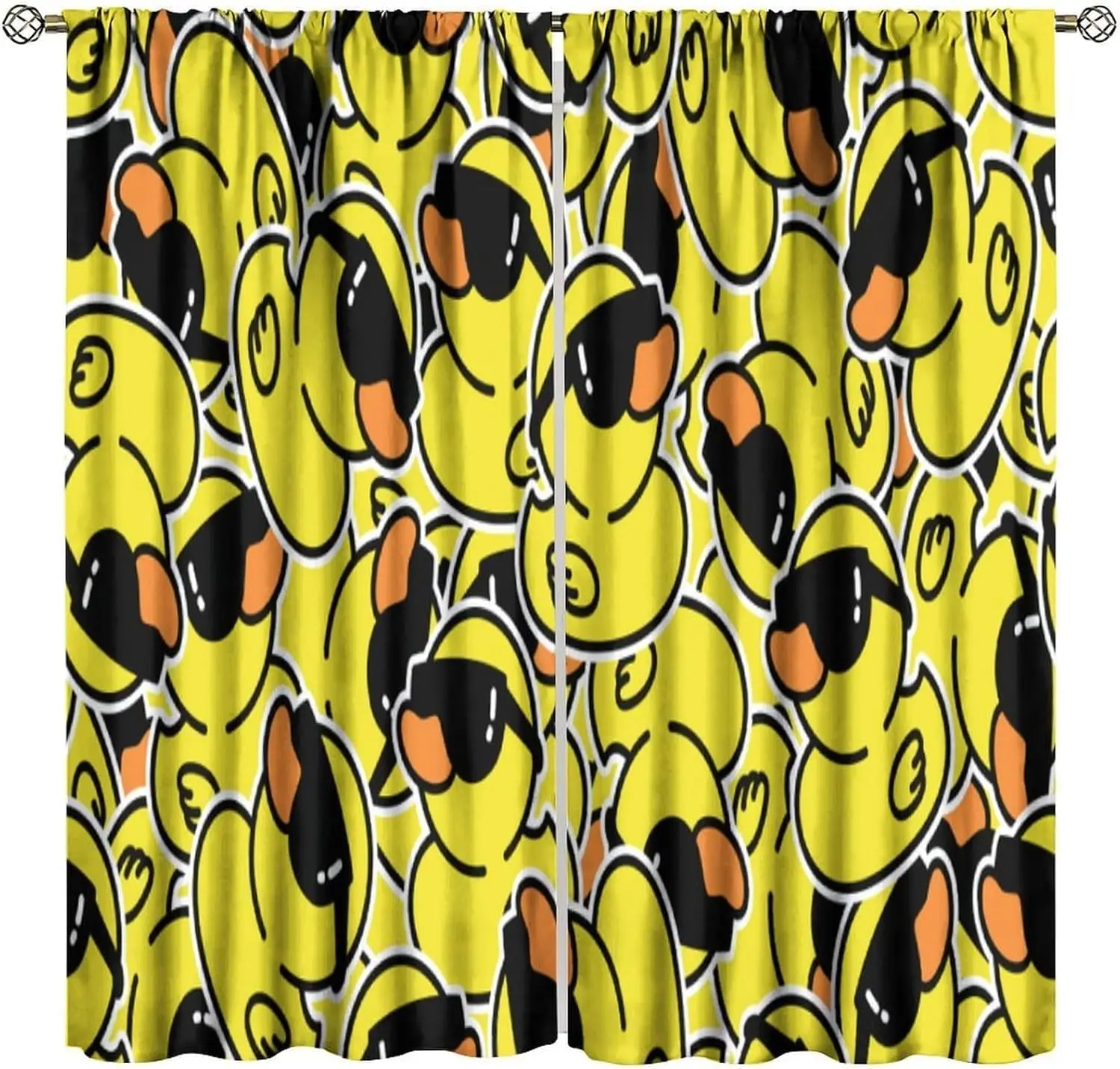 Funny Cute Yellow Cartoon Duck Pattern Curtain Shower Curtain Waterproof Window Decor Novelty Print Home Accent Room Decor