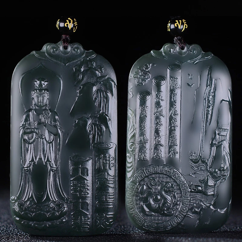 

Сертифицированный натуральный зеленый нефрит Гуаньинь, очаровательная цепочка для свитера для мужчин и женщин, китайский нефрит, нефрит Хэтянь, кулон Будды Гуаньинь, ожерелья