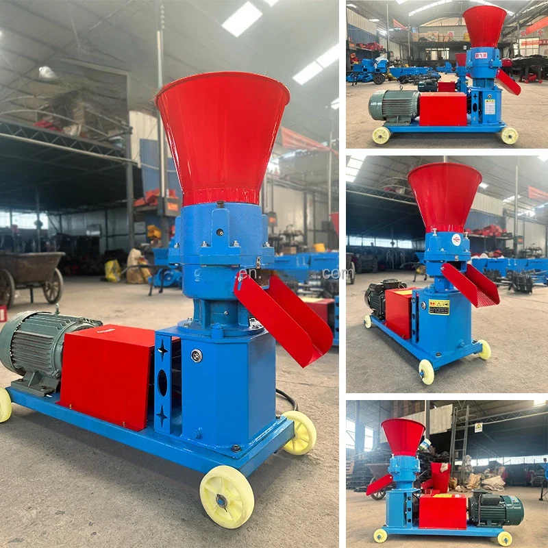 livestock poultry chicken cattle goat animal food making maker press pelletizer granular feed pellet processing machine for farm