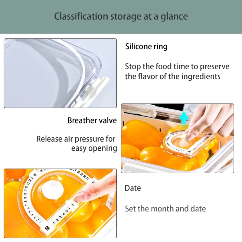 

Container Set with Drainage Tray Easy to use Fridge Storage Box Sealed Storage Box with Drainage Basket