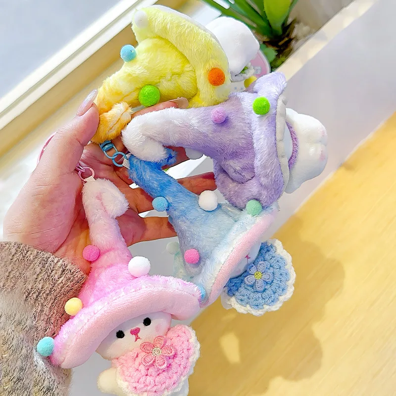 

Cute Colorful Mushroom Elf Plush Keychain 12CM Fluffy Gradient Bag Charm Pendant for Girls Women Kids Gift Wholesale