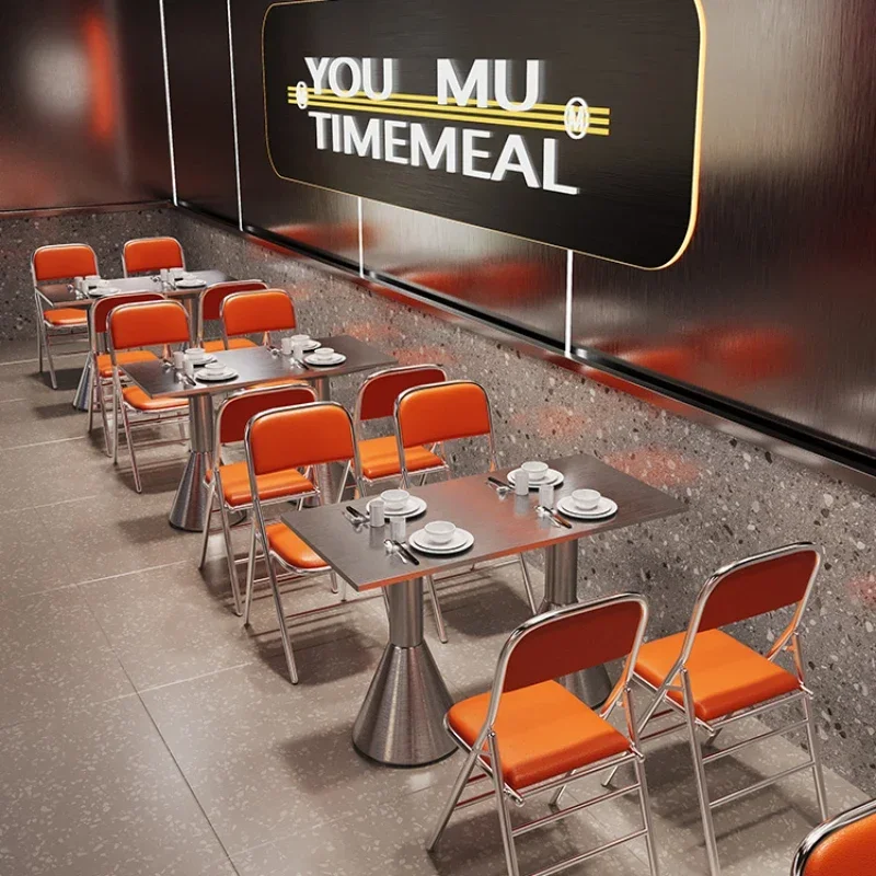 

Milk Tea Shop Cafe Folding Chair Industrial Style Commercial Restaurant Table and Chair Combination Theme
