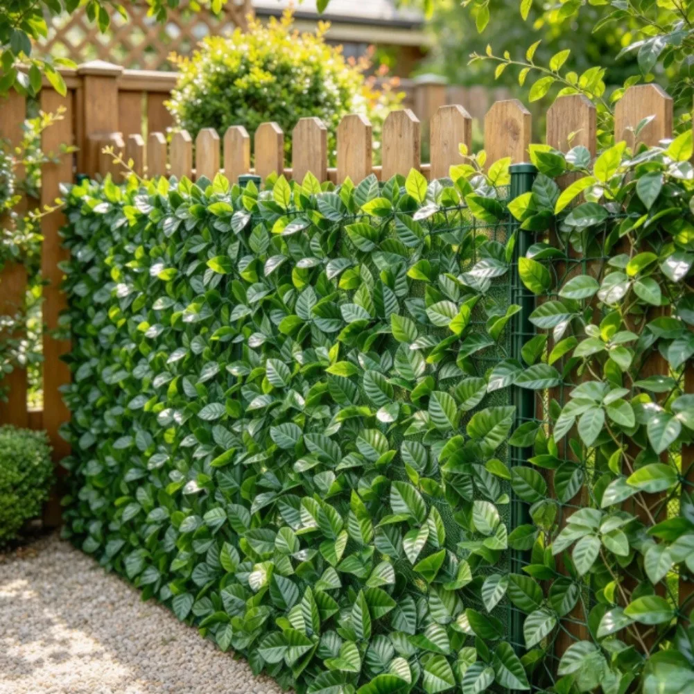 Artificial Leaf Greenery Wall Decor for Outdoor Balcony Privacy Screen Fence Cover 0.5m x 1m Silk Fabric Realistic Design