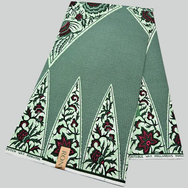 Tela de cera de estilo africano de algodón verde gris estampado de 6 yardas de largo para costura DIY vestido sofá cortina mantel 120CM de ancho R2802