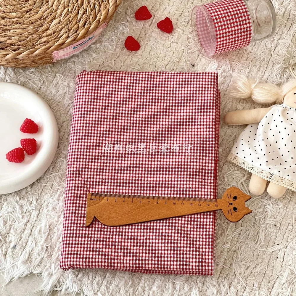 140x50cm Roter Gewaschener Baumwollstoff mit Schöner Karomusterung aus Reiner Baumwolle für Damenhandtaschen und Haaraccessoires Sewi – Detail 7