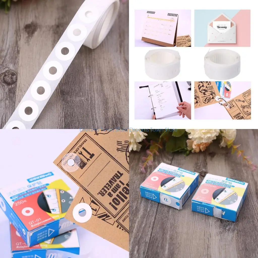 

HX6A 250 Pcs Round Stickers Office Lables Loose-Leaf Paper Hole Reinforcement Labels