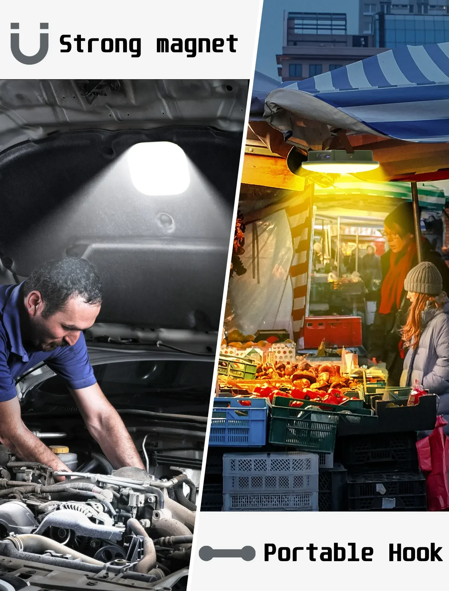 MOSLIGHTING Camping Lantern 80W Portable Outdoor Camp Light with Magnet Emergency Light Hanging Tent Bulb Powerful Working Lamp