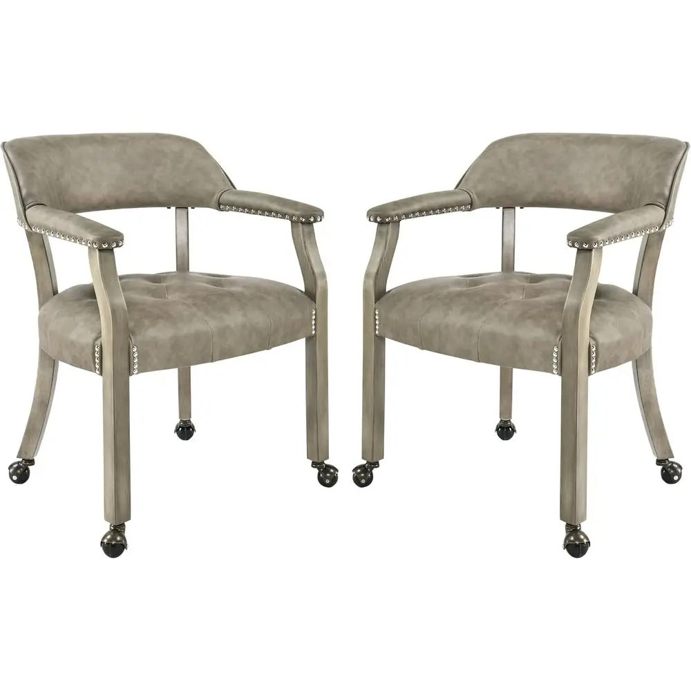 

Пара обеденных стульев на колесиках с подлокотниками, большие стулья на колесах, акцентные стулья для покерного стола, стулья для письменного стола из массива дерева