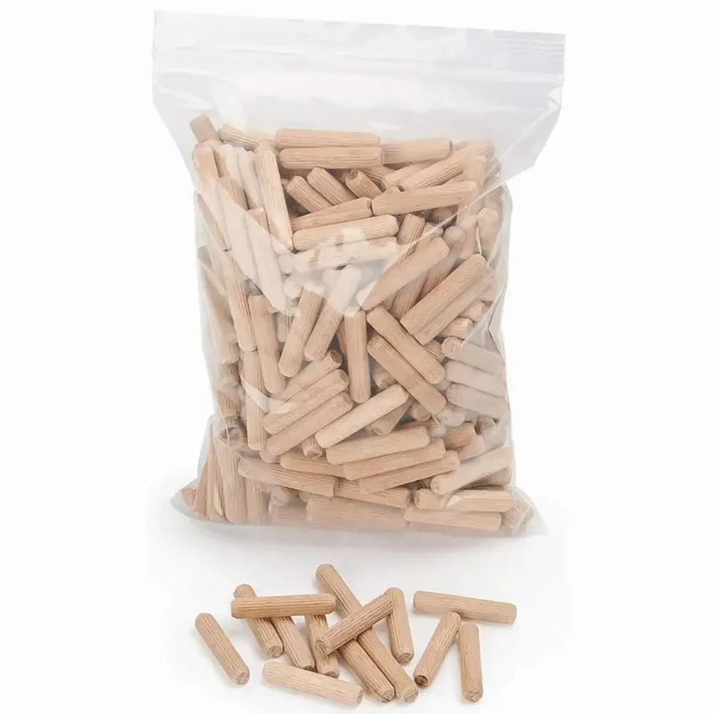 100pcs Wooden Dowels Hardwood Dowel M6/M8/M10 Chamfered Grooved Beech Dowel Grooved For Carpenters Furniture Makers Repair Tools