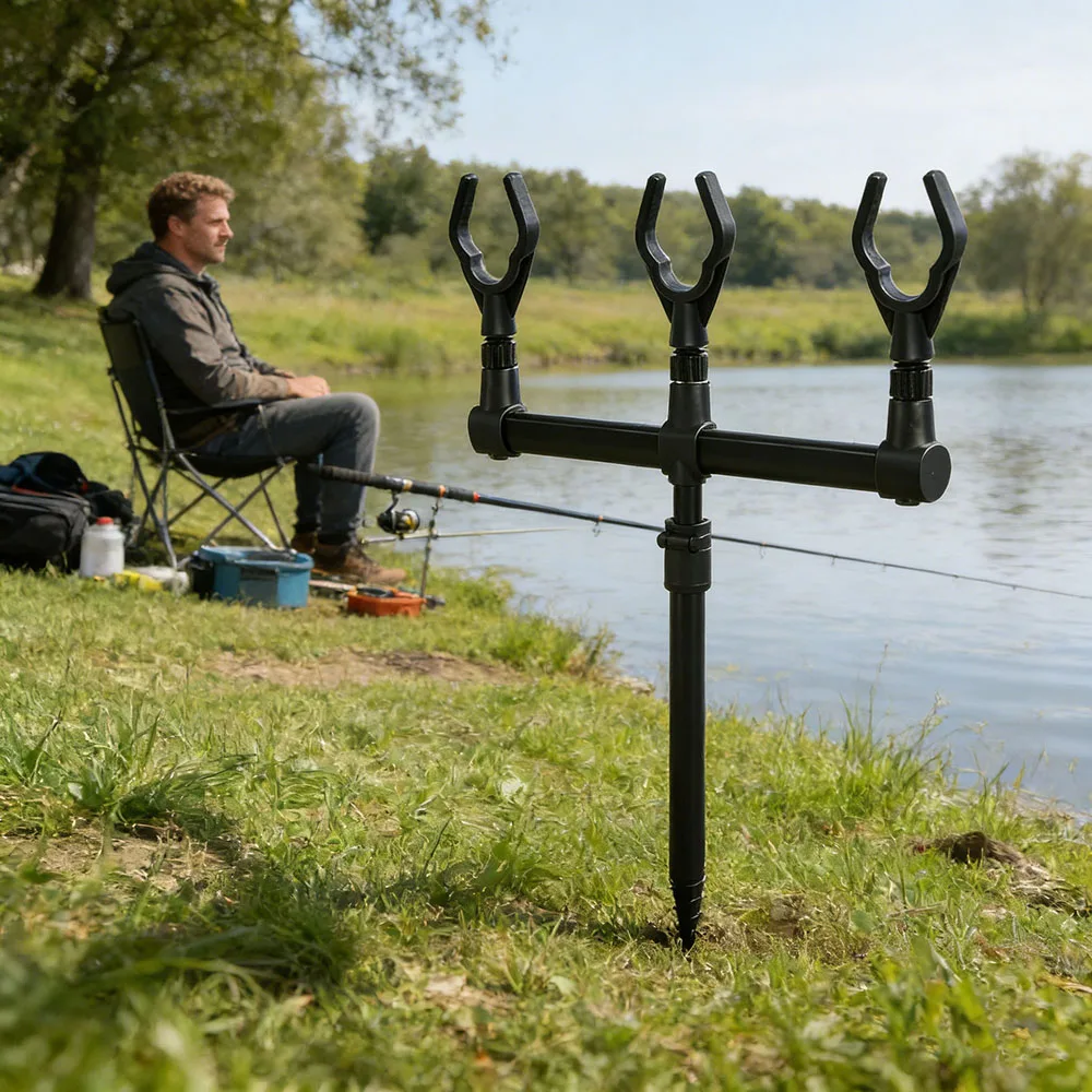 JSFUN Karpfenangel-Mehrstangenständer 23-75cm Verstellbarer Teleskop-Bodeneinsatz Stabiles Belastbares Angelzubehör – Detail 5