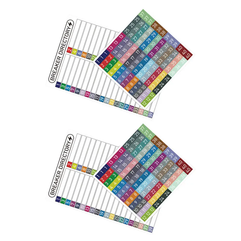 

2-Set Sleek Minimalist Electrical Box Labels Waterproof PVC Breaker Panel Number Stickers for Matching Troubleshooting