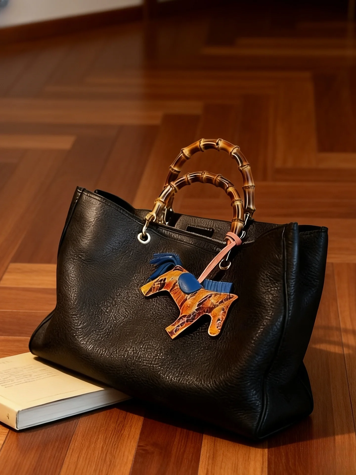 

Black Large Capacity Bamboo Node Tote Bag Women's Crossbody Handbag Summer 2026 New Style Soft Polyester Zipper Closure