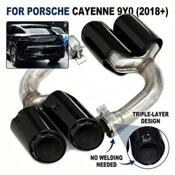 Upgraded Quad Exhaust Tips for Porsche Cayenne 9Y0 2018-2024 Square To Quad Conversion Muffler Tailpipes No Welding Needed