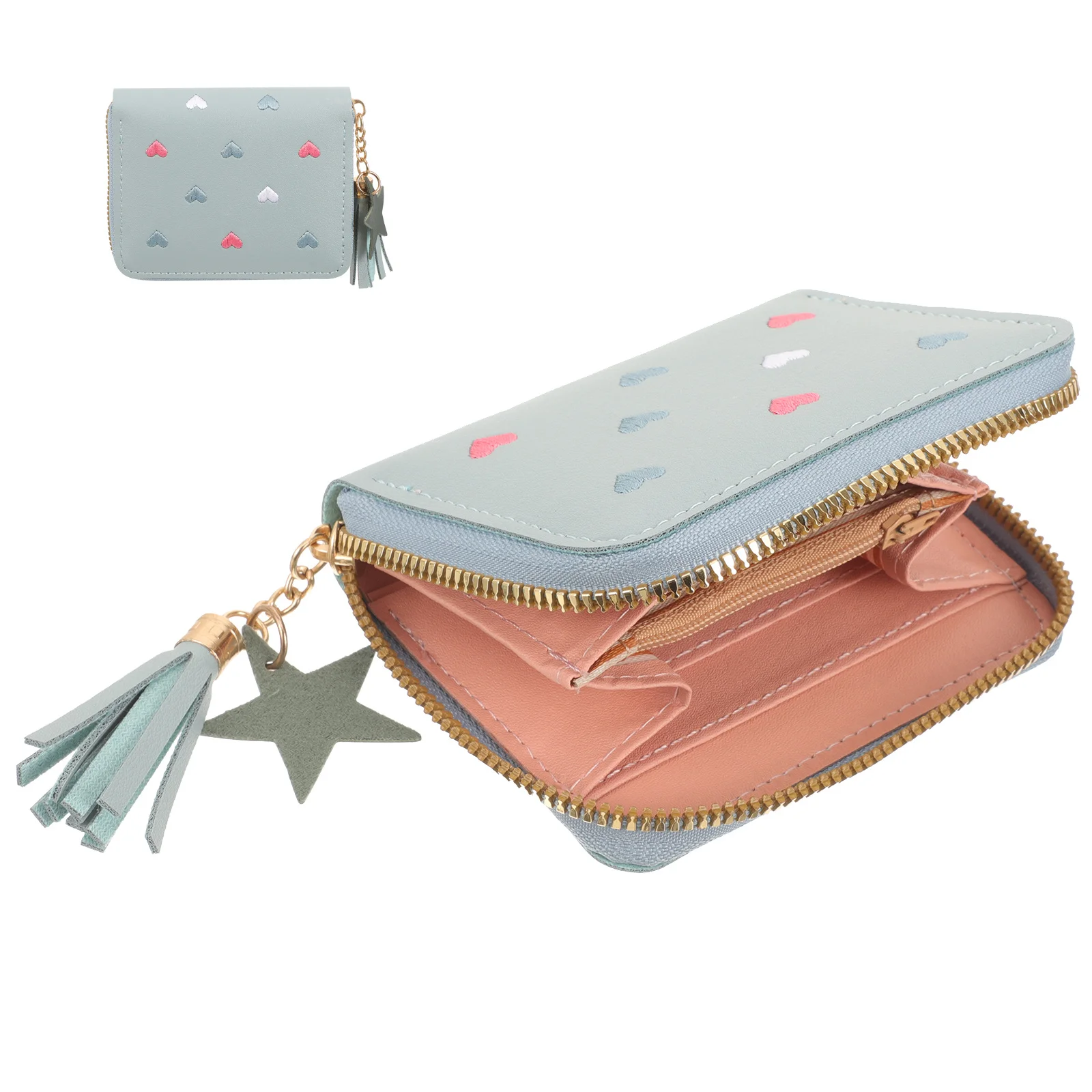 محفظة نقود معدنية من البولي يوريثان للنساء، محفظة صغيرة الحجم مع تصميم سحاب خفيف الوزن، حقيبة تغيير محمولة متعددة الوظائف #3