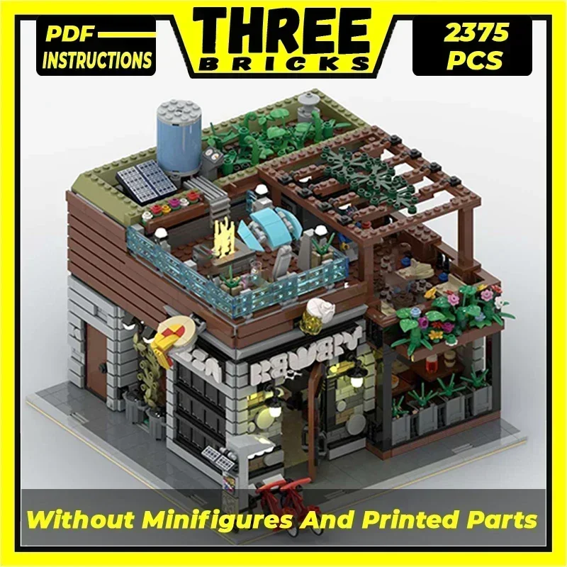

Moc Building Bricks Street View Model Brewery And Pizza Shop Technology Modular Blocks Gifts Christmas Toys DIY Sets Assembly