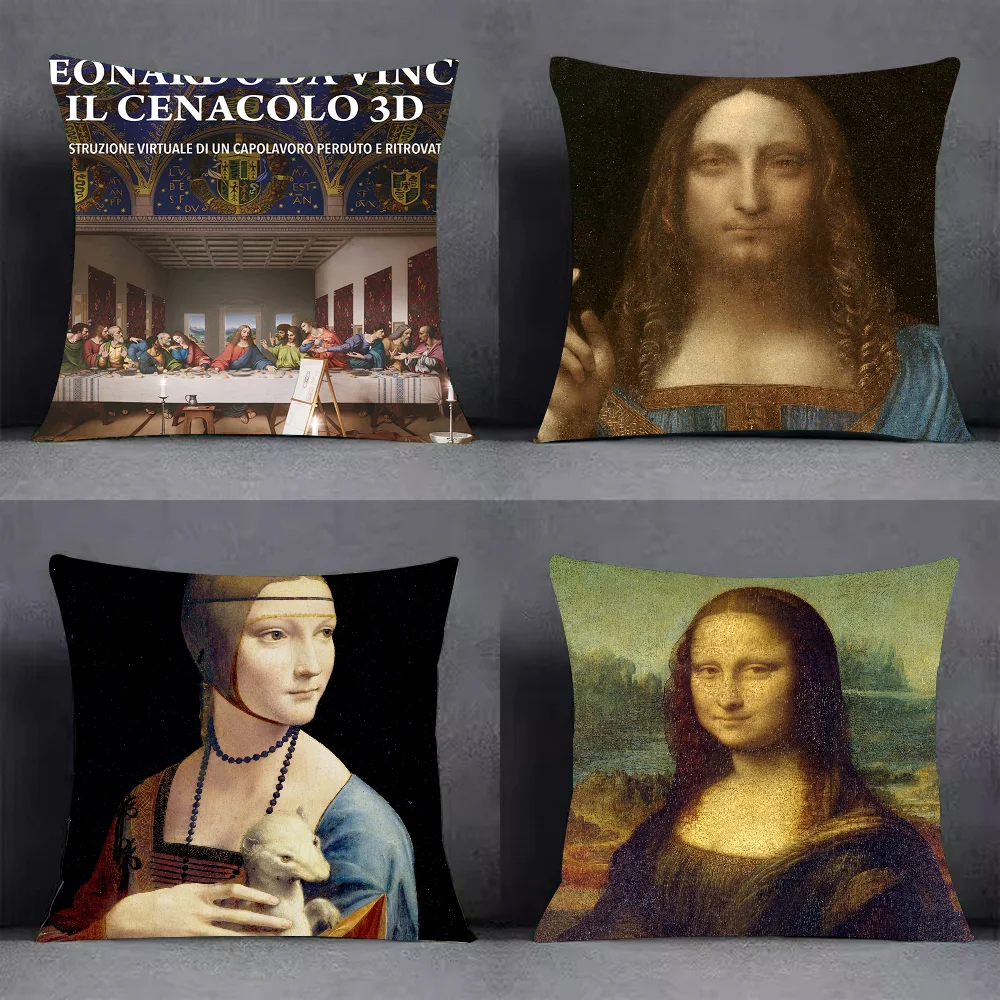 L-Leonardo Da V-Vinci M-Mona L-Lisa Pillow Case Cover Square Sofa With For Pattern Comfortable Cushionsuitable Of Room