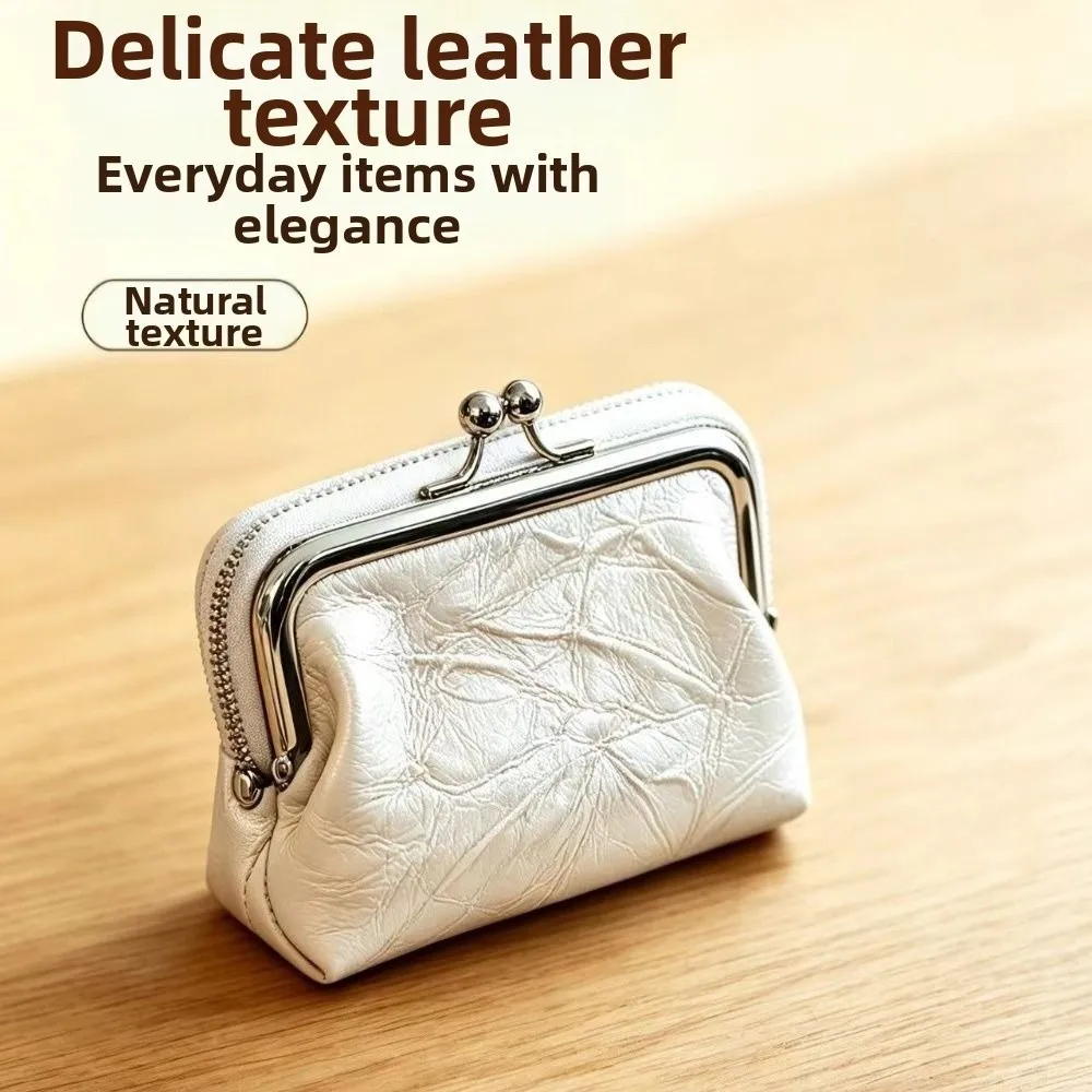 New PU Coin Purse Detachable Two-in-One Structure Change Purse Vintage Style Metal Frame Card Holder Daily Carry