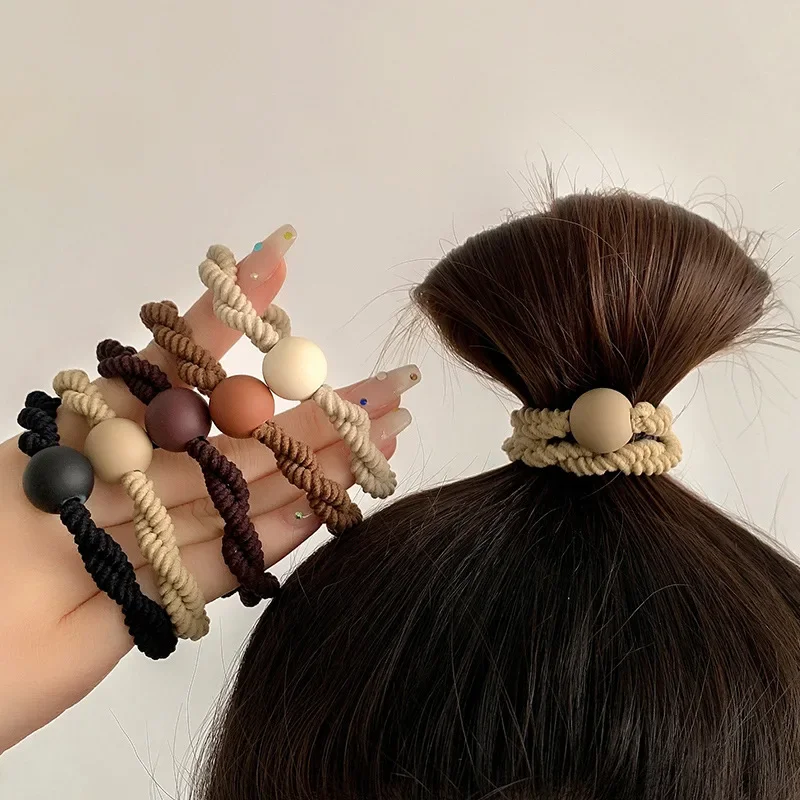 5/10pcs Braided Scrunchies for Girls Women Hair Tie Chocolate Ponytail Holders Durable Elastic Rubber Band Fashion Accessories