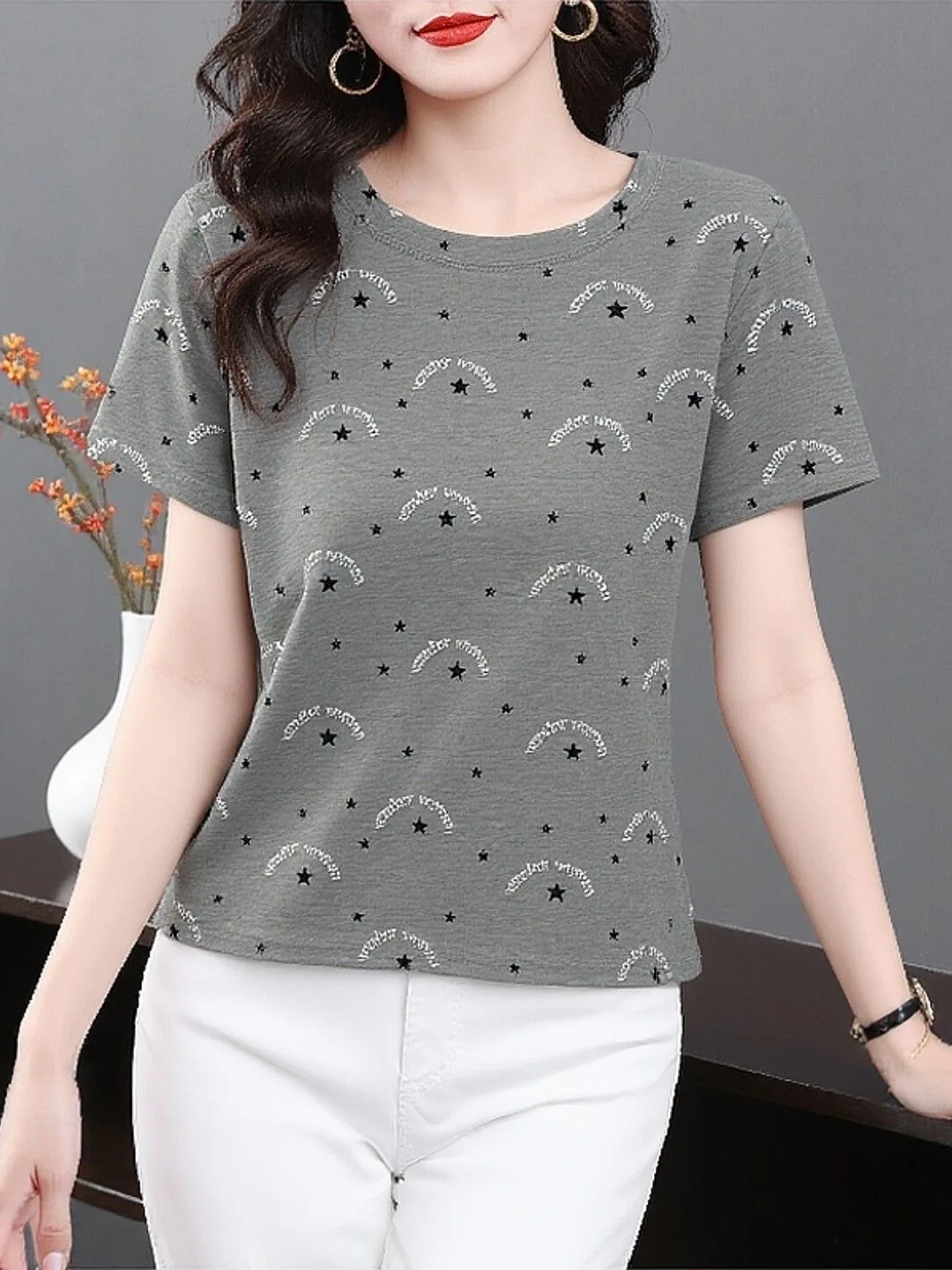 

Свободная женская футболка с круглым вырезом и коротким рукавом, модный топ с принтом в стиле Mommy, из полиэфирного волокна, стандартной длины