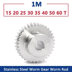 1pc 1M Stainless Steel Worm Gears Speed Ratio 15/20/25/30/35/40/50/60 1 Module Turbine Worm Gear Reducer Parts