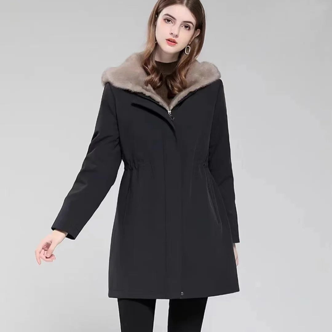 New Ni Overcome Women's Short Fleece Large Size Pie Overcome Fur Jacket Loose Hooded Medium and Long Coat Cotton Jacket