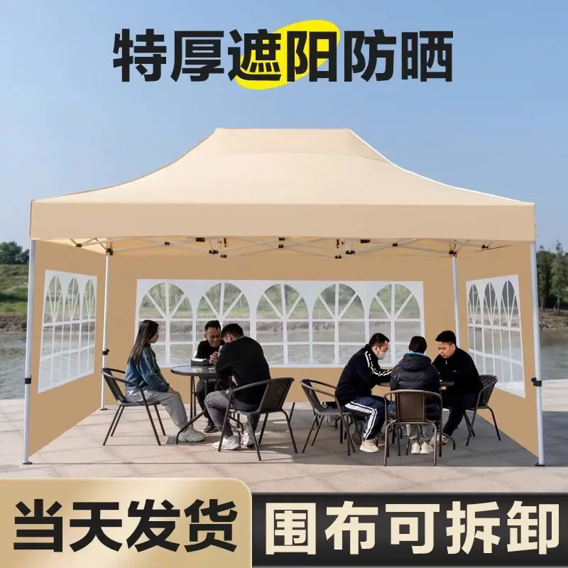 Tents are surrounded by four-legged stalls, sheds, transparent cloths, canopies, outdoor awnings, windshield cloths, four-corner