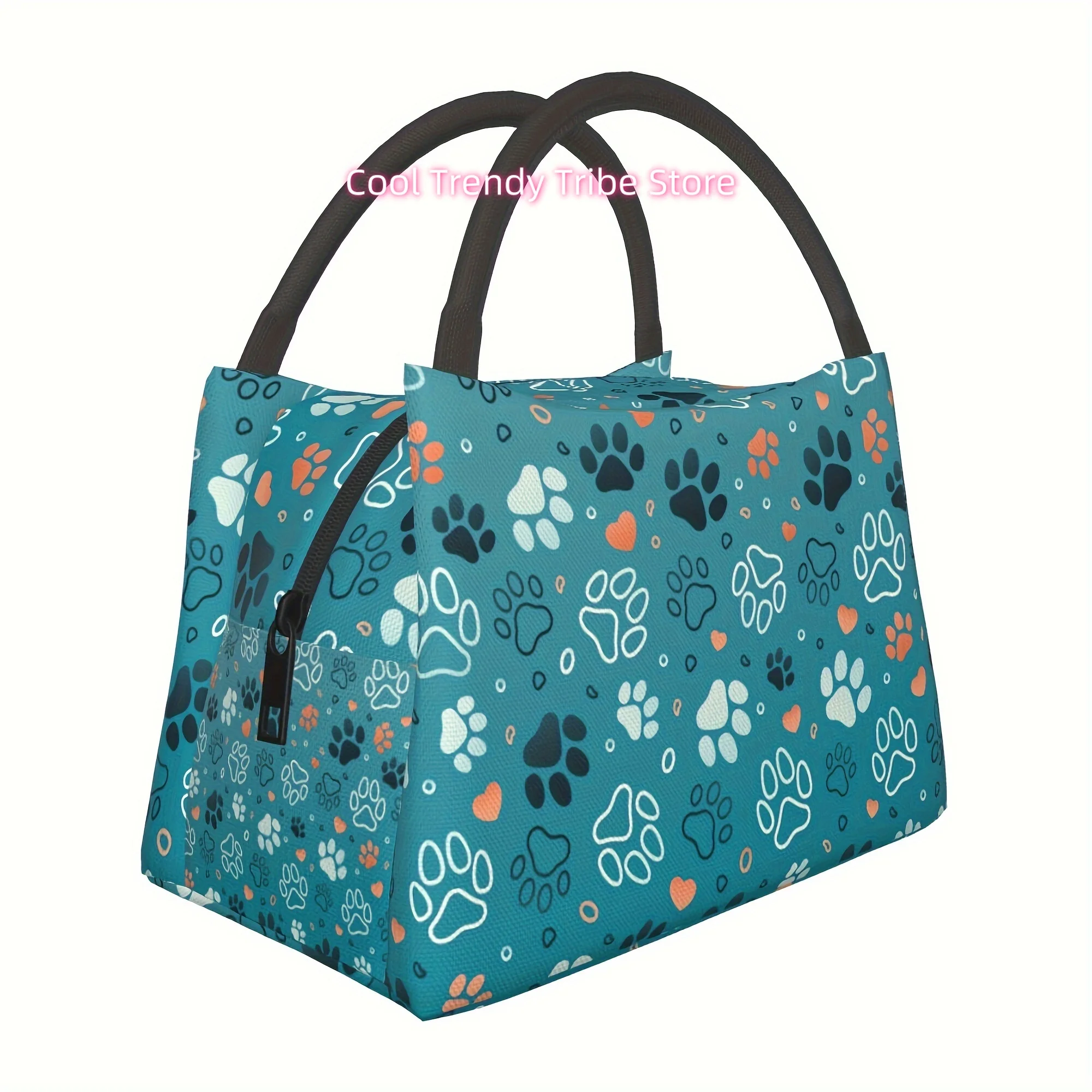 1pc dog paw print, portable reusable refrigerated bag, insulated bag, insulated lunch bag,   for camping, picnics, beach