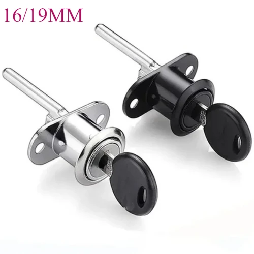 Imagen 1 del producto Cerraduras de cilindro de 16/19mm, cerradura para buzón de gabinete, muebles, escritorio, cajón, armario, cerradura para caja con 2 llaves para herrajes para muebles