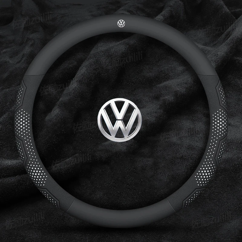 

For Volkswagen T-ROC T-Cross Touareg Polo Passat Golf GTI Beetle Magotan Tiguan CC Carbon fiber Leather Car Steering Wheel Cover