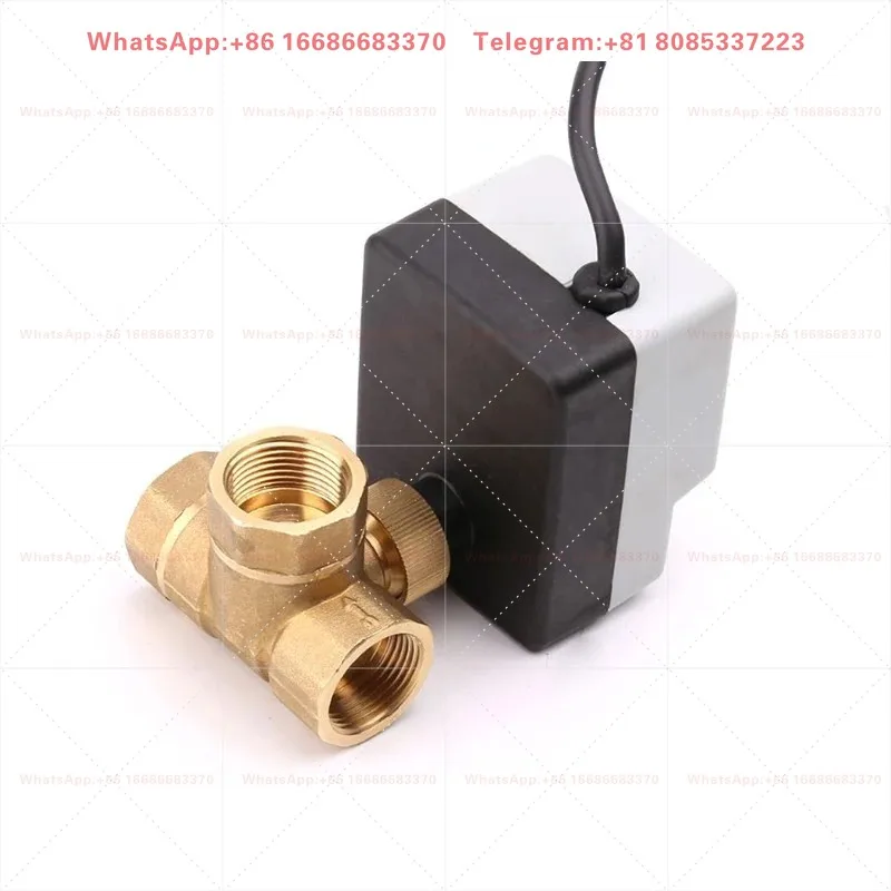DN15 DN20 DN25 DN40 3 Ways Motorized Ball Valve 220V 12V 24V 3-Wire 2 Control Brass Electric Ball Valve With Manual Switch