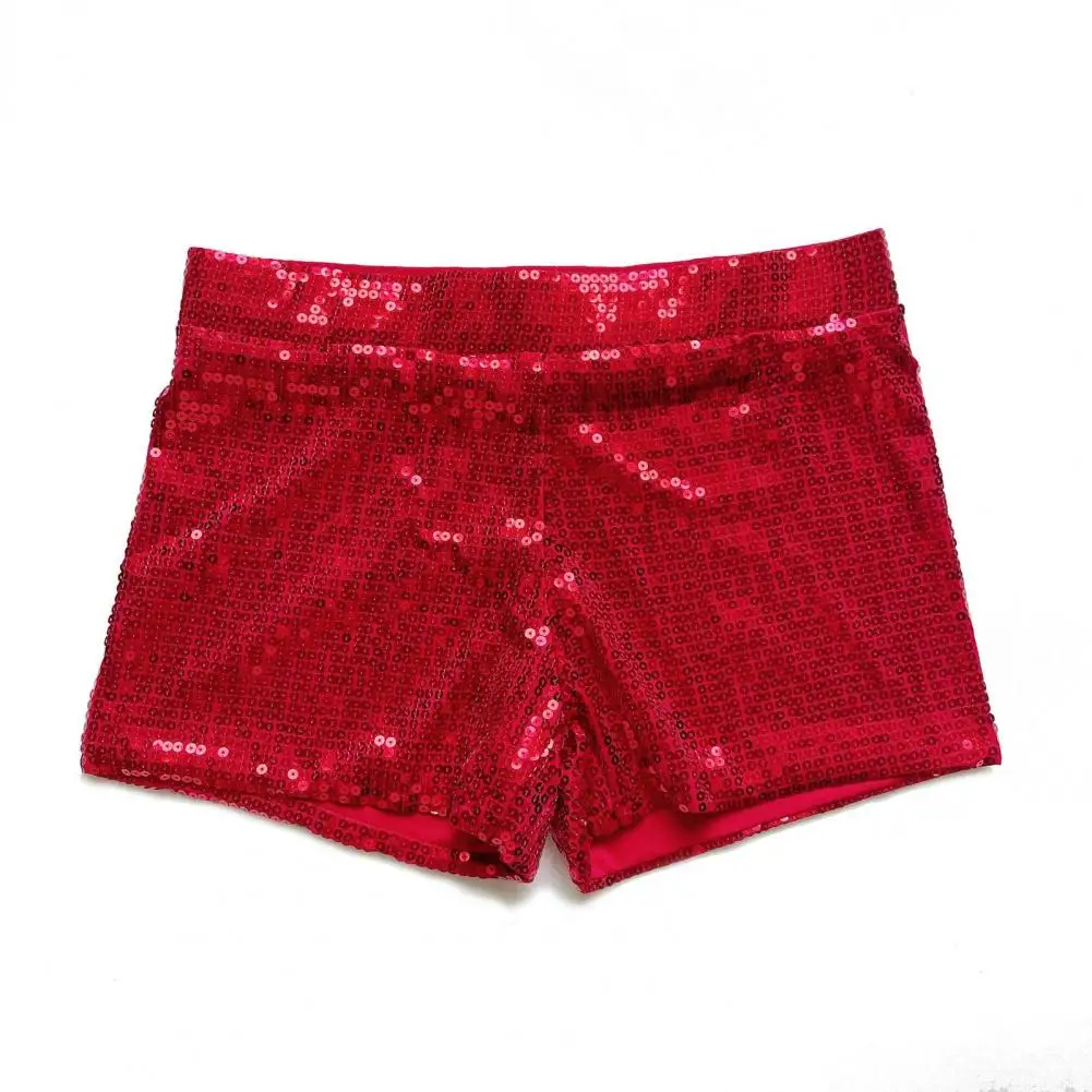 Glittery Straight Leg Shorts Glittery Straight Leg Party Shorts for Women High Waist Sequins Clubwear Pants for Stage